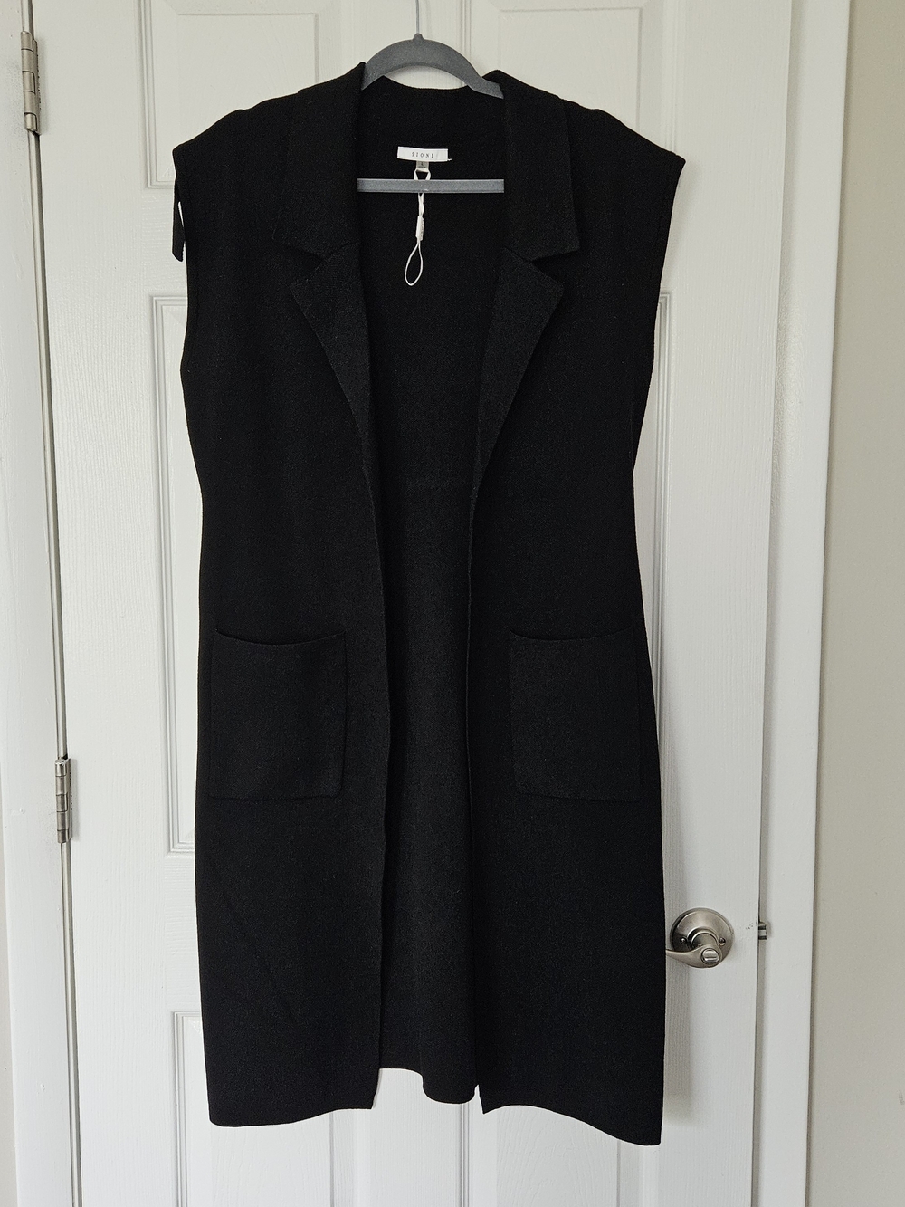 Sioni Black Knit Open Cardigan Duster